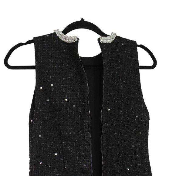 NWT Alice + Olivia Coley Black Tweed Sequin Mini Dress Size XSmall - Picture 11 of 16